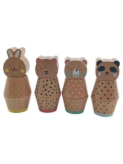 Holz Stapelspiel Tiere 4er Set Kleinkinder Lernspielzeug Bunt