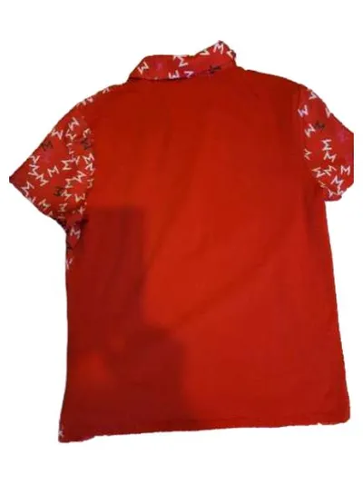 Marella Sport Poloshirt Damen Gr. 38/M Rot Geometrisch Muster Kurzarm