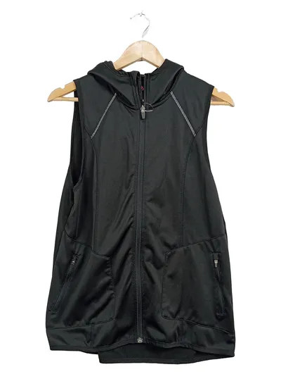 Crivit Damen Funktionsweste Kapuze Schwarz Gr. 44/46 Sportlich Active