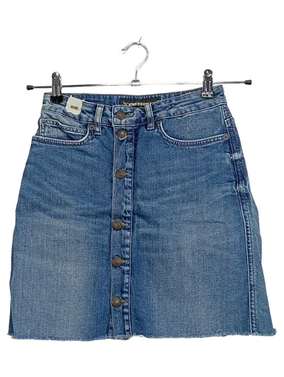 DRYKORN Damen Jeansrock Gr. 34 Blau Knopfleiste Minirock Denim