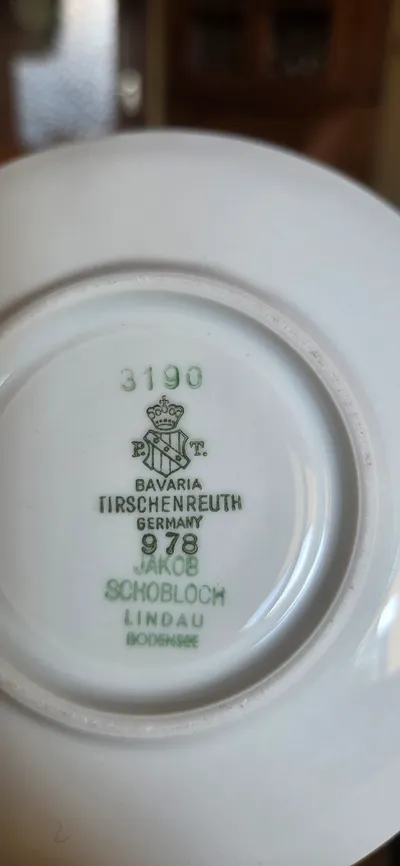 Tirschenreuth Bavaria Kaffeetasse Untertasse Vogel Gold Dekor 3190 Porzellan