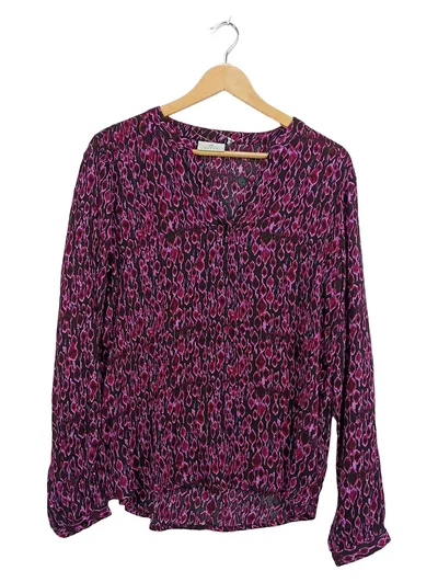 KAFFE Bluse Damen Animal Print Viskose Langarm Knopfleiste Lila Gr. 38 M