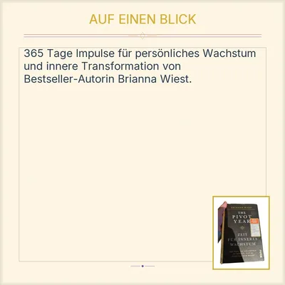 The Pivot Year Zeit für inneres Wachstum Brianna Wiest Selbsthilfebuch Piper