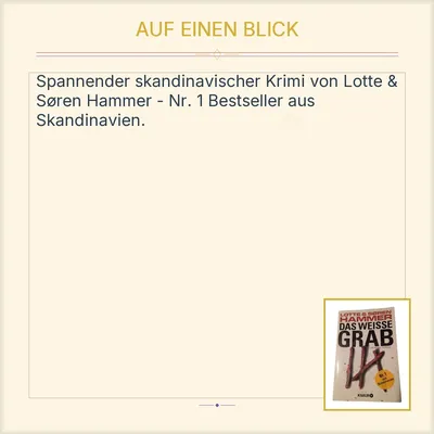 Das Weisse Grab - Lotte & Søren Hammer - Kriminalroman - Knaur Verlag