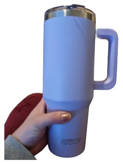 Watersy Thermobecher 900ml mit Griff Lila Edelstahl Isolierbecher