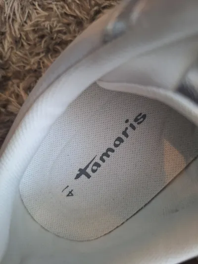 Tamaris Damen Sneaker Low Weiß Silber Gr. 41 Synthetik Casual