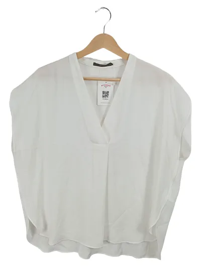 windsor. Damen Bluse Gr. 42 Weiß V-Ausschnitt Elegant Viskose