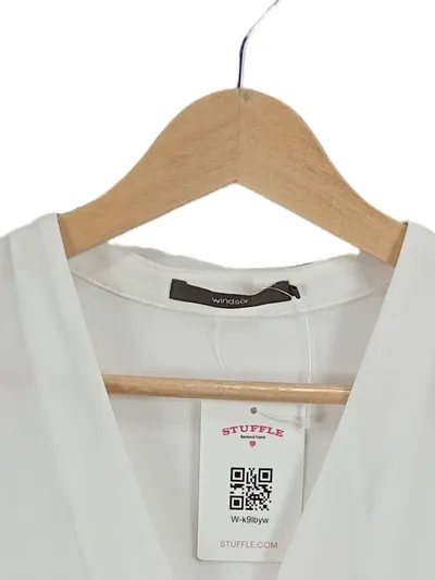 windsor. Damen Bluse Gr. 42 Weiß V-Ausschnitt Elegant Viskose