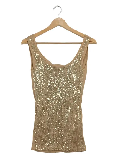 OKAY Pailletten Top Damen Gr. 38 Gold Glitzer Party Shirt