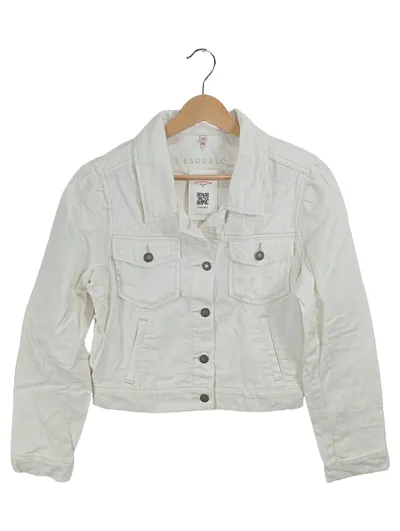 EsQualo Jeans Damen Jeansjacke Weiß Gr. 40 L Baumwolle Casual