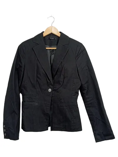VERO MODA Damen Blazer Sakko tailliert Gr. 38 Schwarz Baumwolle