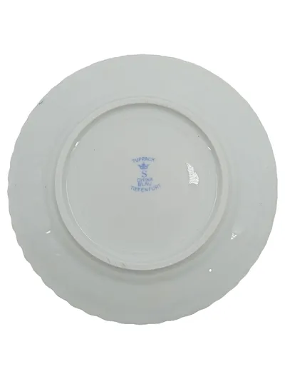 Tuppack Essteller China Blau Tiefenfurt Blumenmuster Goldrand 17cm