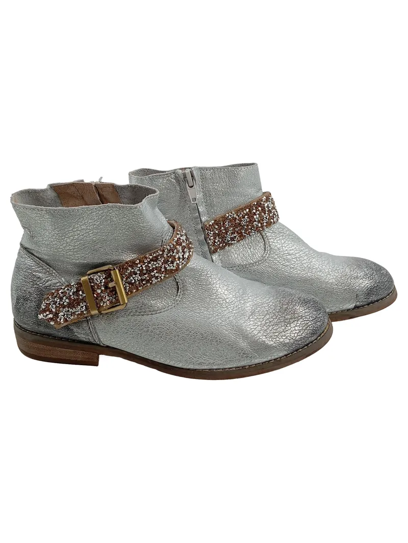 Di Lauro Stiefeletten Damen Gr. 36 Silber Glitzer Boots Ankle 1