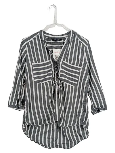 VERO MODA Damen Hemdbluse Gr. S grau weiß gestreift 3/4-Arm Casual