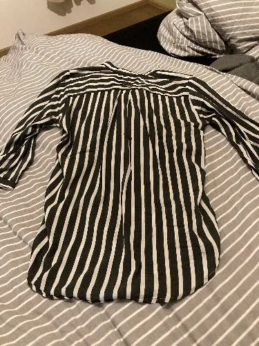 VERO MODA Damen Hemdbluse Gr. S grau weiß gestreift 3/4-Arm Casual