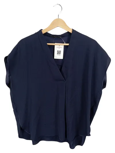 windsor. Damen Bluse Shirt Gr. 42 Dunkelblau V-Ausschnitt Elegant Viskose