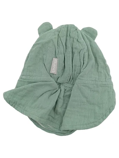 ALANA Baby Mütze Sonnenhut mit Ohren Gr. 46/47 Grün 100% Baumwolle Muslin