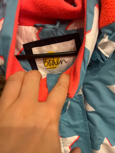 Boden Winterjacke Mädchen Gr. 152 Sternenmuster Fellkapuze Türkis