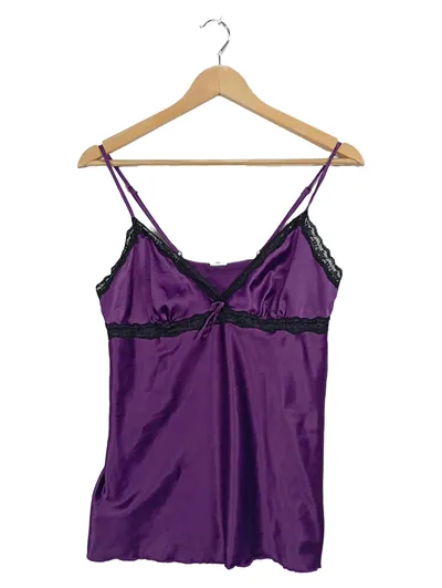 LASCANA Damen Negligé Nachthemd Lila Satin Spitze Gr. 40