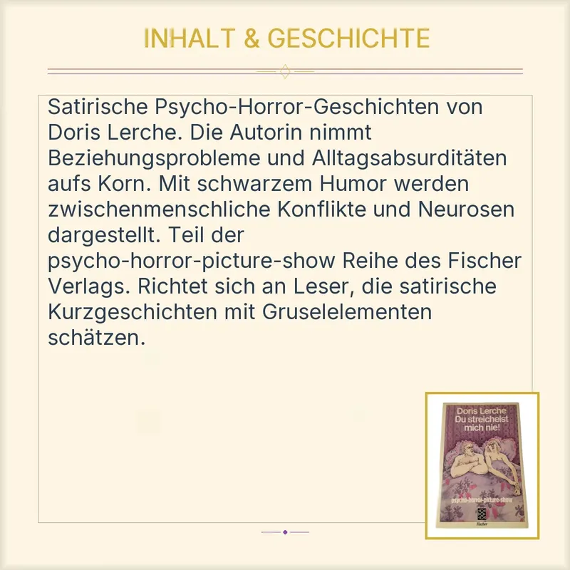 Du streichelst mich nie! Doris Lerche Fischer Psycho Horror Picture Show Buch 3
