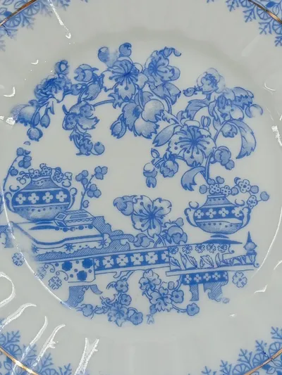 Tuppack Tiefenfurt Sammelteller China Blau Weiß Floral Porzellan 17cm
