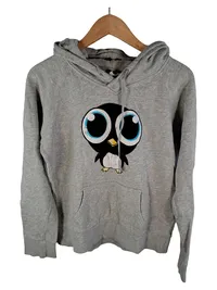 Fishbone Kapuzenpullover Damen Gr. S Grau Pinguin Motiv Hoodie 1