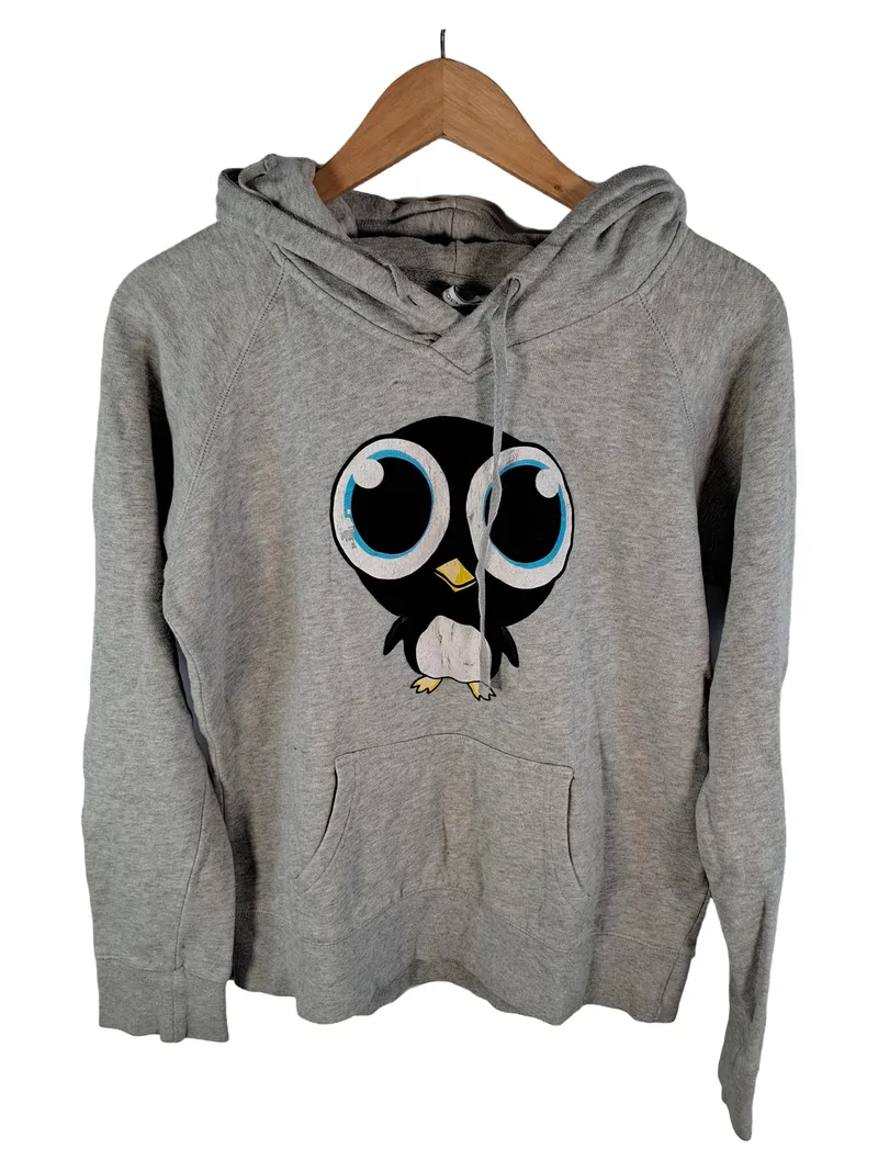 Fishbone Kapuzenpullover Damen Gr. S Grau Pinguin Motiv Hoodie 1
