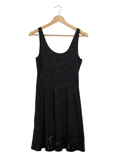 Superdry Damen Festkleid Pailletten Glitzer Schwarz Gr. M