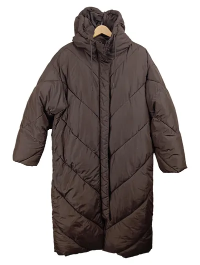 Monki Damen Steppmantel Winterjacke Kapuze Braun Gr. 38 M