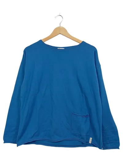 Deerberg Damen Pullover Langarmshirt Blau Gr. M Baumwolle Casual