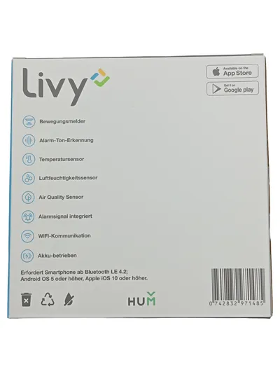 Livy Rauchmelder Smart Home WiFi Bewegungsmelder Temperatursensor Weiß