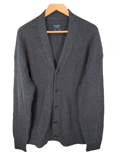 Abercrombie & Fitch Strickjacke Herren Gr. M Grau Oversized Cardigan