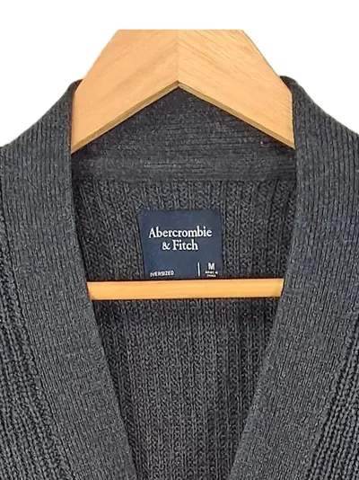 Abercrombie & Fitch Strickjacke Herren Gr. M Grau Oversized Cardigan