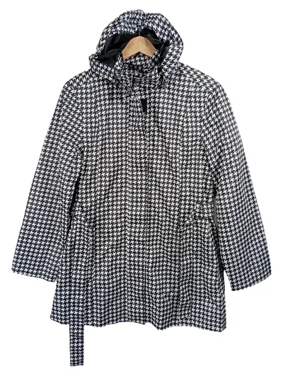 Cecilia Classics Damen Übergangsmantel Hahnentritt Kapuze Gr. 36-38 S
