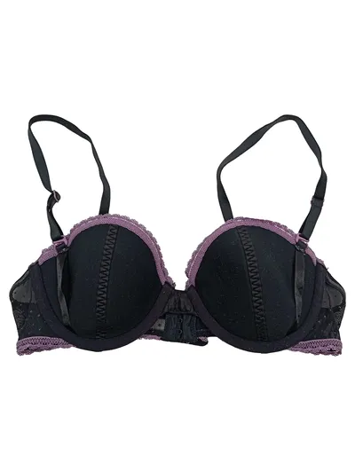 edc by Esprit Damen Bügel BH 80A Schwarz Lila Spitze Push-up
