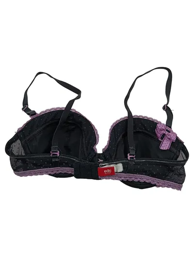 edc by Esprit Damen Bügel BH 80A Schwarz Lila Spitze Push-up