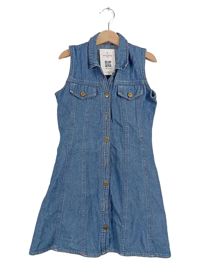 YOUNGSTER Jeanskleid Mädchen Gr. 128 Blau Ärmellos Knopfleiste Denim