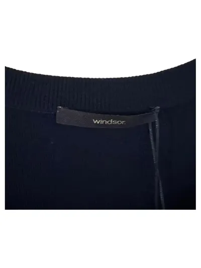 windsor. Damen Strick-Top Gr. 42 Dunkelblau Wolle Elegant Ärmellos