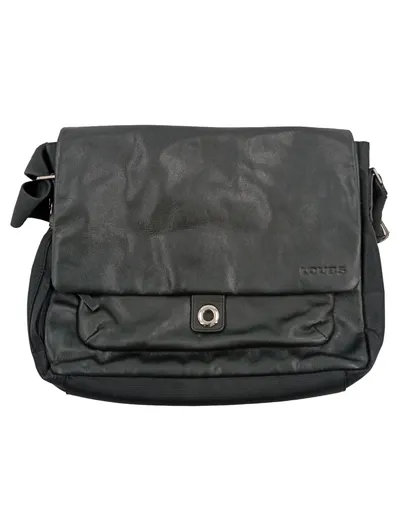 LOUBS Umhängetasche Schwarz Leder Herren Damen Messenger Bag Business