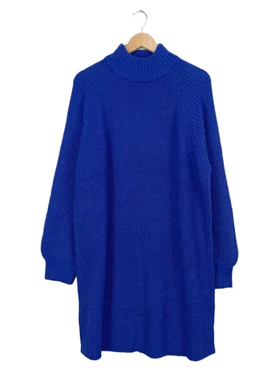 Noisy May Strickkleid Rollkragen Damen Gr. XL Blau Oversized Langarm