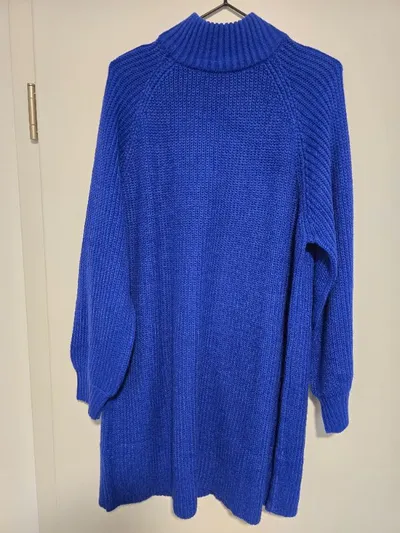 Noisy May Strickkleid Rollkragen Damen Gr. XL Blau Oversized Langarm