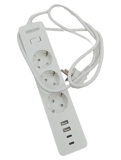NTONPOWER Steckdosenleiste 3-fach USB-A USB-C Ladegerät Überspannungsschutz