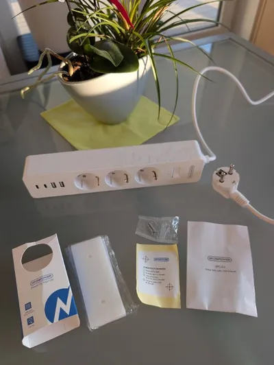 NTONPOWER Steckdosenleiste 3-fach USB-A USB-C Ladegerät Überspannungsschutz