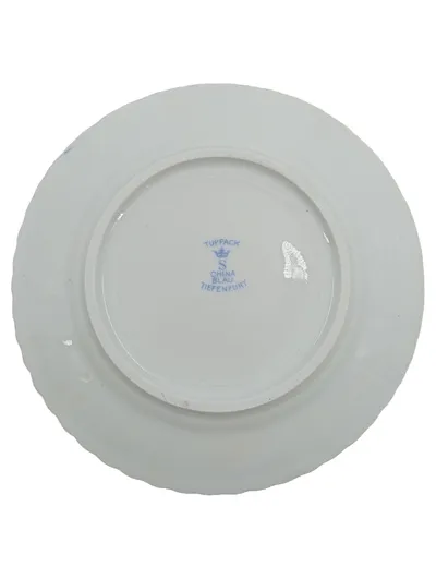 Tuppack Porzellan Teller Blau Weiß Goldrand China Blau Tiefenfurt Vintage
