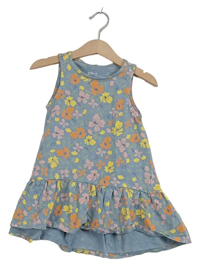 ANKO Mädchen Sommerkleid Blumenmuster Gr. 92 Blau Ärmellos Rüschen