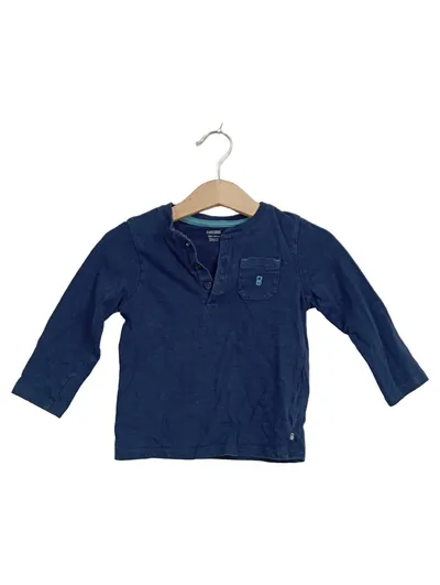 Obaïbi Langarmshirt Jungen Gr. 80 Blau Henley Baumwolle Baby