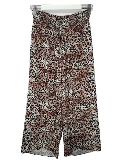 Anna Field Damen Stoffhose Leopardenmuster Gr. M Beige Weite Hose