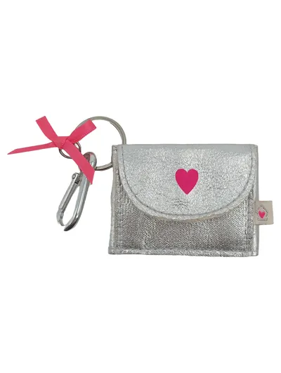 House of Mouse Schlüsselanhänger Mini Geldbörse Silber Herz Karabiner