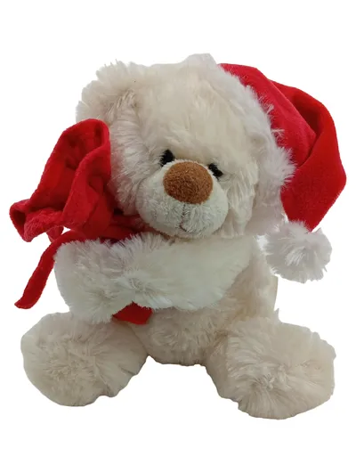 Kuschelwuschel Teddybär Weihnachtsmütze Plüschtier weiß 16cm Kuscheltier