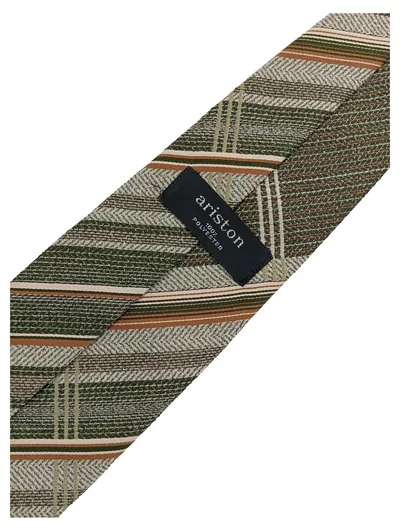 Ariston Krawatte Herren Gestreift Grün Braun Klassisch 139cm 8cm Polyester